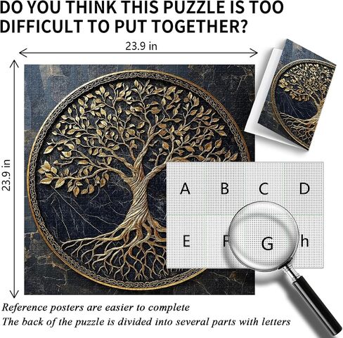 Tree of Life Jigsaw Puzzles 1000 Pieces for Adults, PICKFORU Gradient Tree Puzzle Black Gold, Challenging Spring Nature Plant Theme as Wall Decor in Saudi Arabia