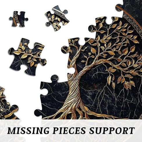 Tree of Life Jigsaw Puzzles 1000 Pieces for Adults, PICKFORU Gradient Tree Puzzle Black Gold, Challenging Spring Nature Plant Theme as Wall Decor in Saudi Arabia