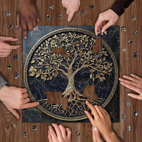 Tree of Life Jigsaw Puzzles 1000 Pieces for Adults, PICKFORU Gradient Tree Puzzle Black Gold, Challenging Spring Nature Plant Theme as Wall Decor in Saudi Arabia