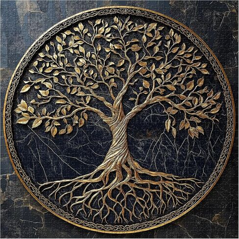 Tree of Life Jigsaw Puzzles 1000 Pieces for Adults, PICKFORU Gradient Tree Puzzle Black Gold, Challenging Spring Nature Plant Theme as Wall Decor in Saudi Arabia