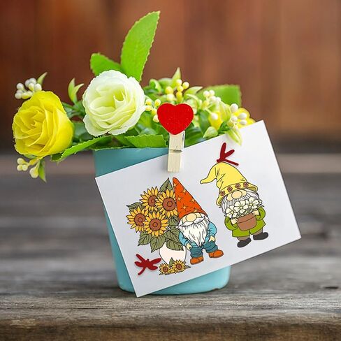 Globleland Sunflowers Gnome ختم صافي وموت قطع لتصنيع البطاقات الزنبق قزم السيليكون الصافي ختم الزهور الزهور الورود النرجس البراغي الفراش in Kuwait