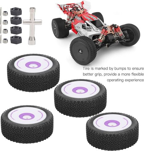 إطارات VBESTLIFE RC الخلفية الأمامية ، 4pcs مطاطية RC الإطارات الخلفية الأمامية وضعت مناسبة ل wltoys 1/12 124019 سيارات التحكم عن بُعد in Saudi Arabia