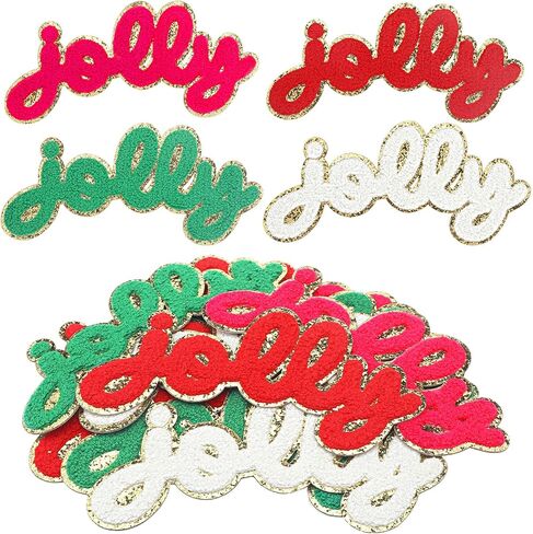 Chuangdi 12 PCS Jolly Christmas Iron على بقع 7.8 بوصة خياطة على خطاب Chenille Christmas Christms للاصطانة Chenille Patches Patches for Clothing Crafts DIY عيد الميلاد لوازم ديكور in Saudi Arabia