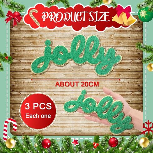 Chuangdi 12 PCS Jolly Christmas Iron على بقع 7.8 بوصة خياطة على خطاب Chenille Christmas Christms للاصطانة Chenille Patches Patches for Clothing Crafts DIY عيد الميلاد لوازم ديكور in Saudi Arabia
