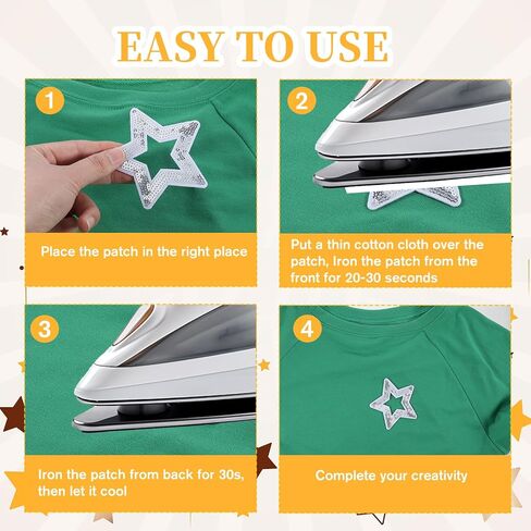 20pcs Hollow Star Iron on Patches Embroidered Decorative Sequin Shiny Star Sew on Patches Applique Repair Patch DIY Crafts for Clothing Jeans Pants Dress Backpack Hat in Kuwait