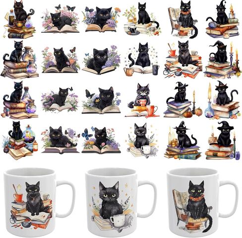 24PCS UV DTF Cup Wrap,Cats UV DTF Cup Wraps Transfer Stickers,Easy to Operate and Design,Suitable for Party Decoration, Birthday Decoration, Home Decoration in Saudi Arabia