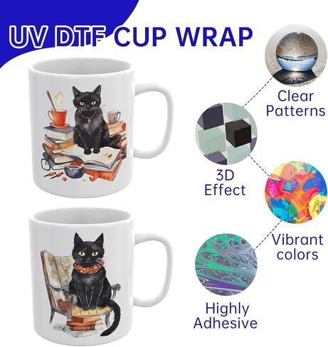 24PCS UV DTF Cup Wrap,Cats UV DTF Cup Wraps Transfer Stickers,Easy to Operate and Design,Suitable for Party Decoration, Birthday Decoration, Home Decoration in Saudi Arabia