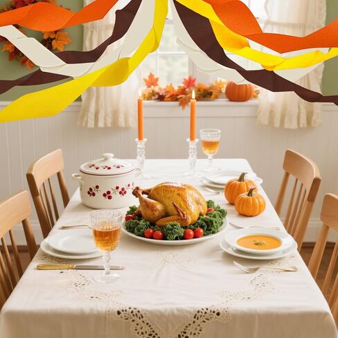 Fuguir 4 Rolls Fall Crepe Paper Paperers الأصفر البيج البرتقالي البني الحرف الحافلة الحفلات الحفلات Garland لحصاد خريف عيد الشكر عيد الشكر لوازم حفلة (1.8 بوصة × 82 قدم/لفة) in Kuwait