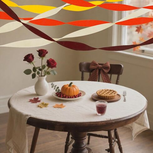 Fuguir 4 Rolls Fall Crepe Paper Paperers الأصفر البيج البرتقالي البني الحرف الحافلة الحفلات الحفلات Garland لحصاد خريف عيد الشكر عيد الشكر لوازم حفلة (1.8 بوصة × 82 قدم/لفة) in Kuwait
