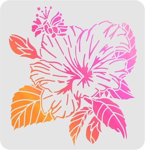 إصبع Hibiscus رسم الطلاء أذرع الطلاء (11.8 × 11.8 بوصة) الإستنسل البلاستيكية للديكور على الخشب والأرضية والجدار والنسيج in Saudi Arabia