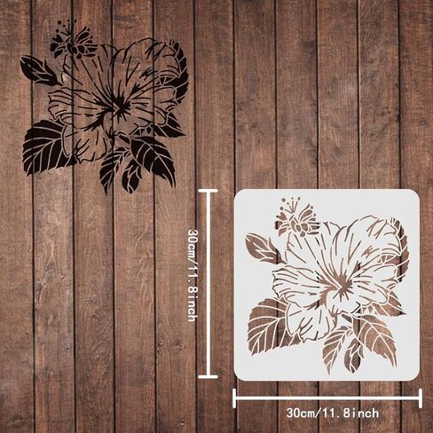 إصبع Hibiscus رسم الطلاء أذرع الطلاء (11.8 × 11.8 بوصة) الإستنسل البلاستيكية للديكور على الخشب والأرضية والجدار والنسيج in Saudi Arabia