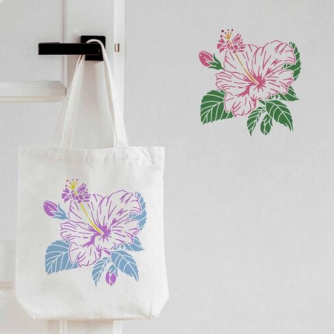 إصبع Hibiscus رسم الطلاء أذرع الطلاء (11.8 × 11.8 بوصة) الإستنسل البلاستيكية للديكور على الخشب والأرضية والجدار والنسيج in Saudi Arabia