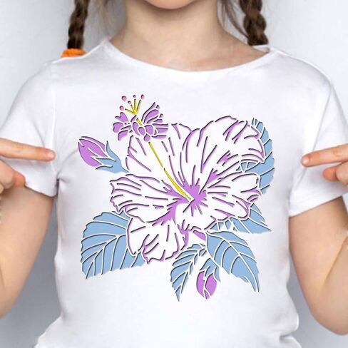 إصبع Hibiscus رسم الطلاء أذرع الطلاء (11.8 × 11.8 بوصة) الإستنسل البلاستيكية للديكور على الخشب والأرضية والجدار والنسيج in Saudi Arabia