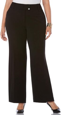 Rafaella Women's Plus Size Curvy Fit Gabardine Bootcut Stretch Dress Pants with Pockets in Kuwait