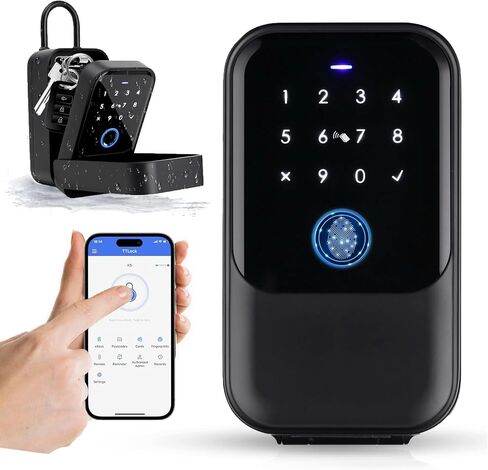 Smart Digital Wireless Lock Box – App-Controlled Key Storage with Fingerprint, Bluetooth, Passcode, Card & Key Access for Home, Office, Airbnb, Realtor – Wall or Door Mount in Saudi Arabia