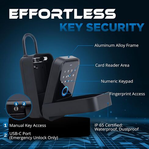 Smart Digital Wireless Lock Box – App-Controlled Key Storage with Fingerprint, Bluetooth, Passcode, Card & Key Access for Home, Office, Airbnb, Realtor – Wall or Door Mount in Saudi Arabia