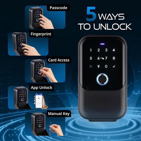 Smart Digital Wireless Lock Box – App-Controlled Key Storage with Fingerprint, Bluetooth, Passcode, Card & Key Access for Home, Office, Airbnb, Realtor – Wall or Door Mount in Saudi Arabia
