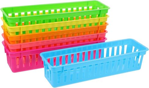 NUOBESTY 6pcs School File Organizer Pencil Containers for Classroom Pencil Basket Colored Containers s Storage Basket Desk Holder for Kids Colour Square Plastic in Saudi Arabia