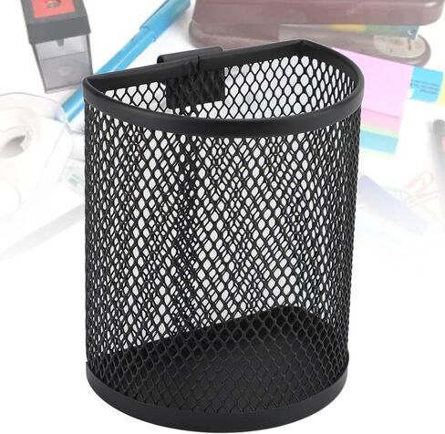 AYNEFY Wall Mounted Pencil Holder, Mesh Stainless Steel Pen Basket with Hook Wall Hanging Pencil Holder Large Capacity Hangable Mesh Metal Pen Cup Desk Organizer for Office School Home in Saudi Arabia