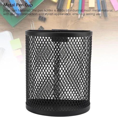 AYNEFY Wall Mounted Pencil Holder, Mesh Stainless Steel Pen Basket with Hook Wall Hanging Pencil Holder Large Capacity Hangable Mesh Metal Pen Cup Desk Organizer for Office School Home in Saudi Arabia