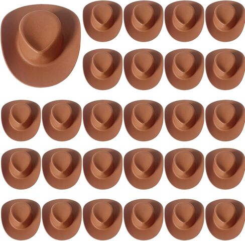 30 PCS Mini Cowboy Hat ، قبعات رعاة البقر المصغرة من البلاستيك ، أغطية كب كيك لطيفة لإكسسوارات الحفلات ، دمية صغيرة لطيفة لصنع المجوهرات المصنوعة من الحرف اليدوية (الوردي) in Kuwait