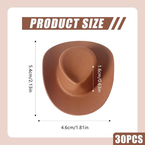 30 PCS Mini Cowboy Hat ، قبعات رعاة البقر المصغرة من البلاستيك ، أغطية كب كيك لطيفة لإكسسوارات الحفلات ، دمية صغيرة لطيفة لصنع المجوهرات المصنوعة من الحرف اليدوية (الوردي) in Kuwait