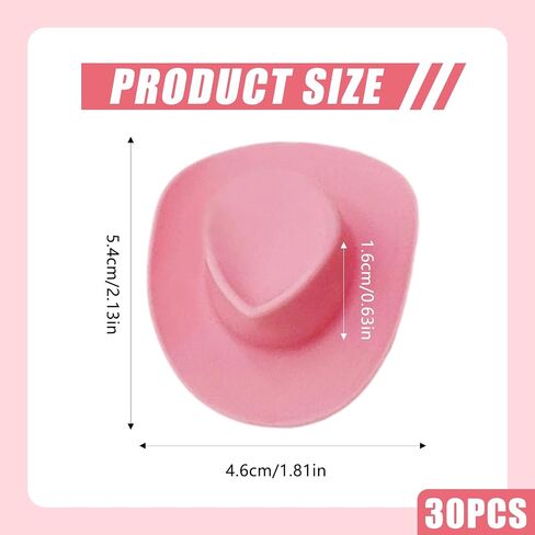 30 PCS Mini Cowboy Hat ، قبعات رعاة البقر المصغرة من البلاستيك ، أغطية كب كيك لطيفة لإكسسوارات الحفلات ، دمية صغيرة لطيفة لصنع المجوهرات المصنوعة من الحرف اليدوية (الوردي) in Kuwait
