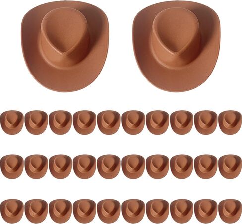 30 PCS Mini Cowboy Hat ، قبعات رعاة البقر المصغرة من البلاستيك ، أغطية كب كيك لطيفة لإكسسوارات الحفلات ، دمية صغيرة لطيفة لصنع المجوهرات المصنوعة من الحرف اليدوية (الوردي) in Kuwait
