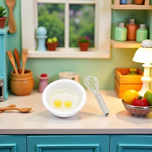 2Pcs/Set 1/12 Miniature Whisk and Mixing Bowl Dollhouse Decoration Accessories in Saudi Arabia