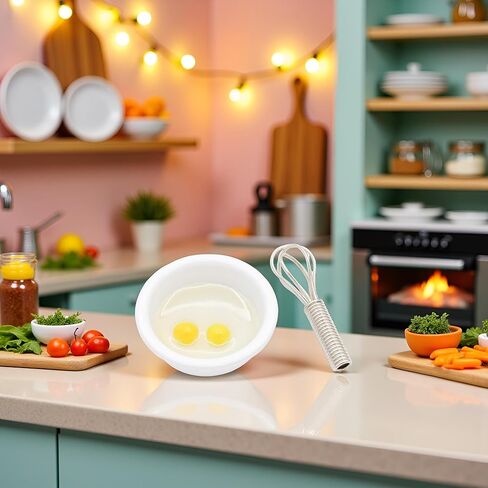 2Pcs/Set 1/12 Miniature Whisk and Mixing Bowl Dollhouse Decoration Accessories in Saudi Arabia