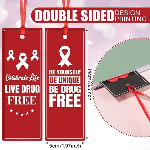 Qilery 240 Pcs Red Ribbon Week Drug Free Bookmarks Red Ribbon Week Awareness Bookmarks Say No to Drugs with Charity Event Party Decoration Supplies in Saudi Arabia