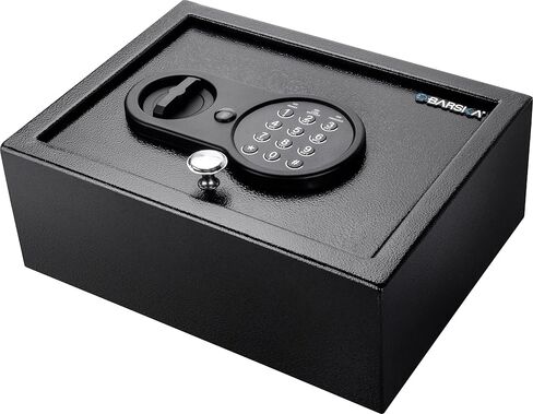 Barska Top Opening Keypad Safe – Compact Digital Security Box for Home or Office, Solid Steel, Anti-Pry Hinges, 2 Locking Bolts, Backup Keys, Floor Mat, Mounting Hardware – Jewelry & Valuables in Saudi Arabia