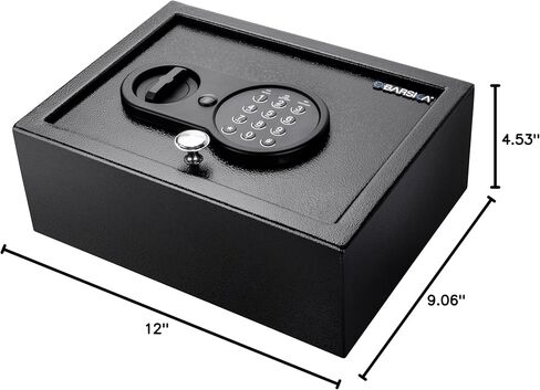 Barska Top Opening Keypad Safe – Compact Digital Security Box for Home or Office, Solid Steel, Anti-Pry Hinges, 2 Locking Bolts, Backup Keys, Floor Mat, Mounting Hardware – Jewelry & Valuables in Saudi Arabia
