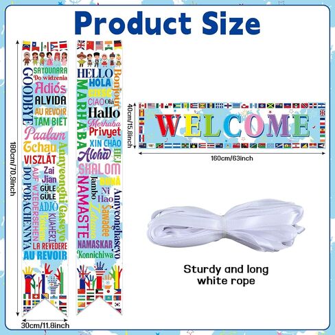 3Pcs Welcome International Party Decorations Country Flags Hanging Porch Sign Around the World Party Door Cover Banner Photo Background for International Sports Events Club Classroom Wall Door Decor in Saudi Arabia