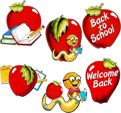 48 أجهزة كمبيوتر نرحب مرة أخرى في قواطع المدرسة العودة إلى المدرسة أبل قطع زخارف الفصول الدراسية بوكو دودة مزدوجة الجوانب زينة الطباعة in Kuwait