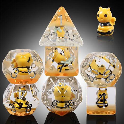 Duck DND Resin Dice, DNDND 7PCS Dungeons and Dragon Dice Set with Velvet Bag for D&D Role Playing Games and Tabletop Games（Duck in Kuwait
