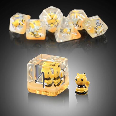 Duck DND Resin Dice, DNDND 7PCS Dungeons and Dragon Dice Set with Velvet Bag for D&D Role Playing Games and Tabletop Games（Duck in Kuwait