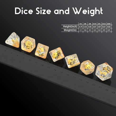Duck DND Resin Dice, DNDND 7PCS Dungeons and Dragon Dice Set with Velvet Bag for D&D Role Playing Games and Tabletop Games（Duck in Kuwait