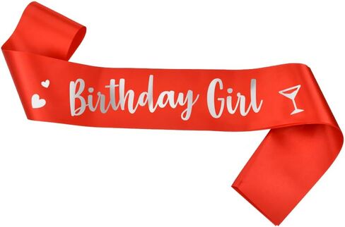 Generic Birthday Girl Sash, Birthday Sash for Girls, Birthday Girl Sash for Women, Birthday Gifts for Women, Red and Silver Birthday Party Decorations and Supplies in Saudi Arabia