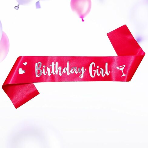Generic Birthday Girl Sash, Birthday Sash for Girls, Birthday Girl Sash for Women, Birthday Gifts for Women, Red and Silver Birthday Party Decorations and Supplies in Saudi Arabia