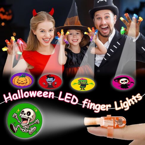 36PCS Halloween Party Favors for Kids,Halloween LED Finger Lights Toys Glow in the Dark Party Favors Classroom School Trick or Treat Goodie Bag Fillers Prizes Bulk Halloween Gifts in Saudi Arabia