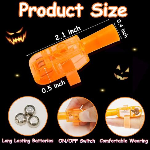 36PCS Halloween Party Favors for Kids,Halloween LED Finger Lights Toys Glow in the Dark Party Favors Classroom School Trick or Treat Goodie Bag Fillers Prizes Bulk Halloween Gifts in Saudi Arabia
