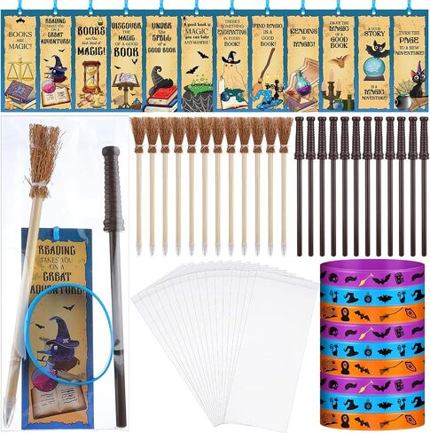 شملت Eaasty 96 PCS حزب الساحرة السحرية 48 إشارة مرجعية سحرية 24 أقلام سحرة المكنسة بُقلان 24 معالج أساور السيليكون لساحرة عيد ميلاد عيد ميلاد جودي. in Kuwait