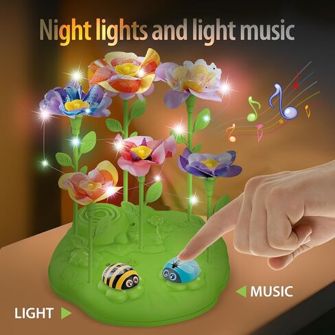 Wiyeang DIY Fabric Flower Bouquet Kit for Girls,Arts and Crafts for Kids Ages 6-12,Birthday Gifts Ideas for Girl 6 7 8 9 10 11 Year Old-Light and Music Flowers Market Toy in Saudi Arabia