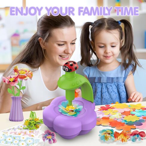 Wiyeang DIY Fabric Flower Bouquet Kit for Girls,Arts and Crafts for Kids Ages 6-12,Birthday Gifts Ideas for Girl 6 7 8 9 10 11 Year Old-Light and Music Flowers Market Toy in Saudi Arabia