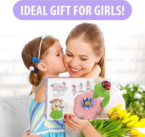 Wiyeang DIY Fabric Flower Bouquet Kit for Girls,Arts and Crafts for Kids Ages 6-12,Birthday Gifts Ideas for Girl 6 7 8 9 10 11 Year Old-Light and Music Flowers Market Toy in Saudi Arabia