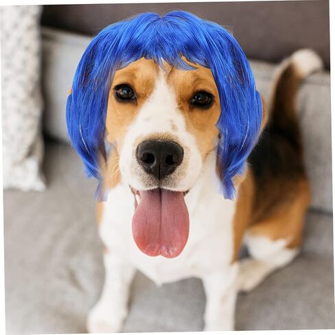 YARNOW Dog Wig Dog Halloween Costume Cat Wig Blue Hair with Adjustable Elastic Bands for Halloween, Christmas, Parties in Saudi Arabia
