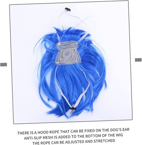 YARNOW Dog Wig Dog Halloween Costume Cat Wig Blue Hair with Adjustable Elastic Bands for Halloween, Christmas, Parties in Saudi Arabia