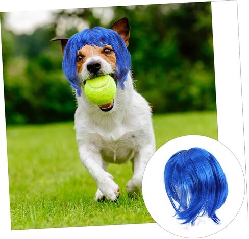 YARNOW Dog Wig Dog Halloween Costume Cat Wig Blue Hair with Adjustable Elastic Bands for Halloween, Christmas, Parties in Saudi Arabia