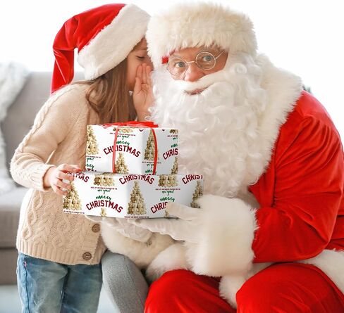Ruspepa Christmas Bear Bear Wrapp Roll و Mini Roll و Cute Santa Honey Bear وتصميم شجرة الكريسماس مع غلاف هدايا نصي عزيزتي للأطفال والأصدقاء والعائلة وهدايا العطلات ، 17 بوصة × 16.4 قدمًا in Saudi Arabia
